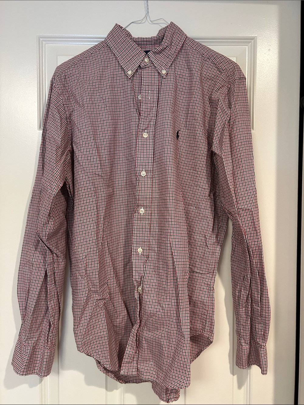 Ralph Lauren Men's Red and Blue Plaid Button-Down Shirt